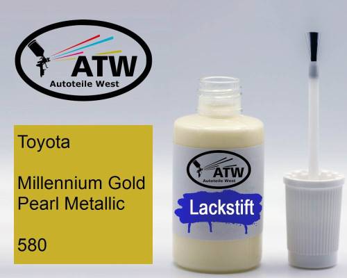 Toyota, Millennium Gold Pearl Metallic, 580: 20ml Lackstift, von ATW Autoteile West.